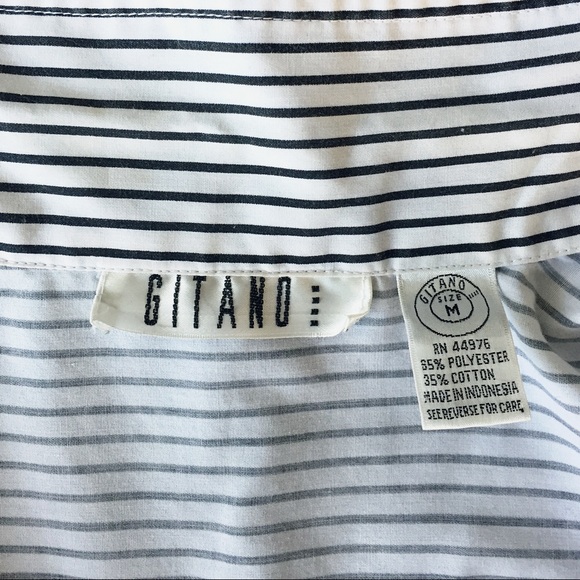 VTG Vertical Stripe Contrast Button-Up Top - Picture 4 of 6